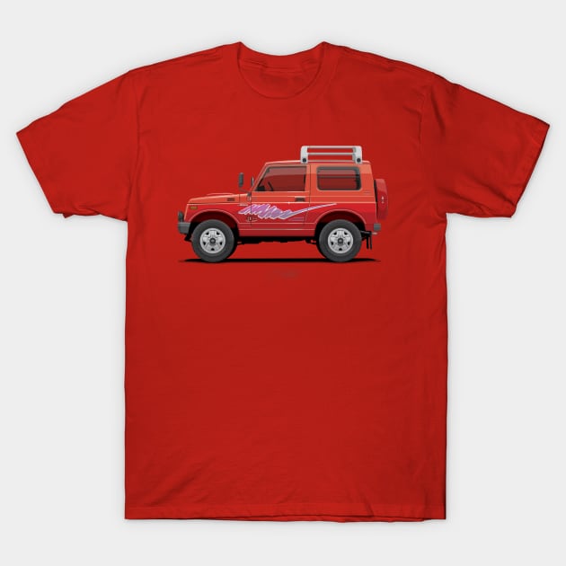 Jimny JA11 SJ410 Red - Side T-Shirt by ARVwerks